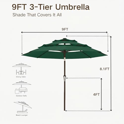 9ft 3 Tier Patio Umbrella