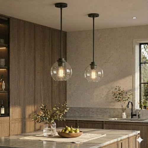 Black Globe Pendant Light (2 Count)