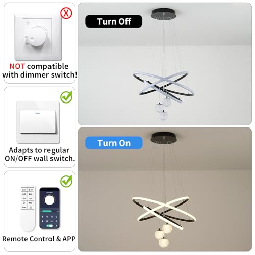 LED Modern 3 Ring Chandelier