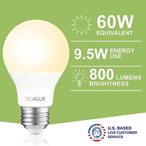 LED Light Bulbs 60 Watt Equivalent A19 Standard Light Bulbs 2700K Warm (4 Count)