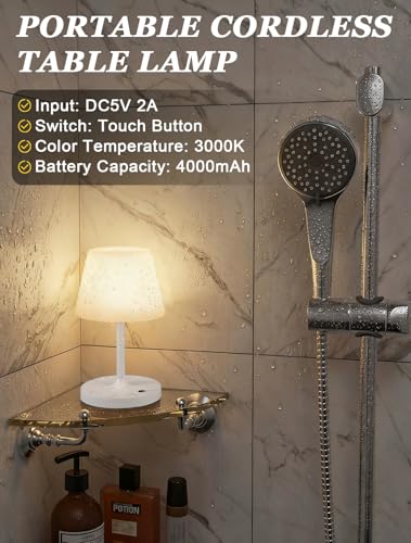 White Cordless Shower Lamp Waterproof