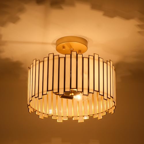 Gold Ceiling Light Fixture Drum Shape