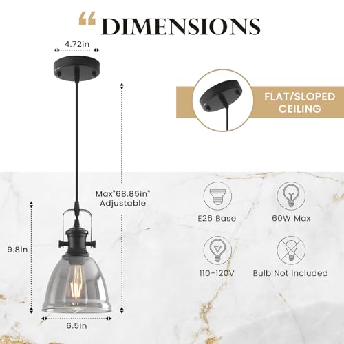 Black Pendant Lights Kitchen Island 2 Pack (2 Count)