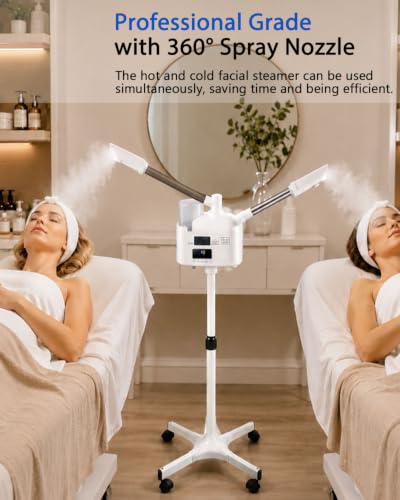 Professional Facial Steamer with 5X LED Magnifying Lamp 3 in 1