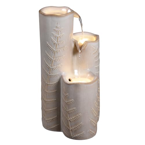 Triple Column Ivory Ceramic Fountain