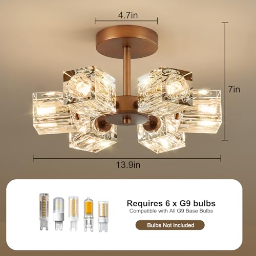 Crystal Antique Semi Flush Ceiling