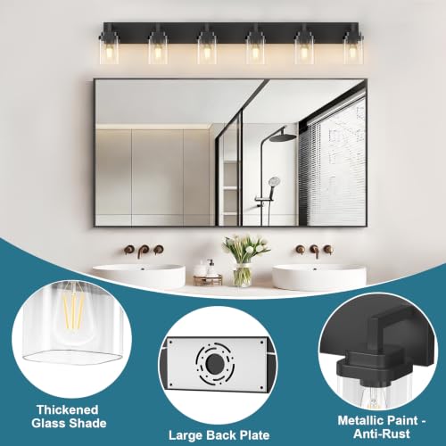 Matte Black Bathroom Light Fixtures (Black / 6-Light)