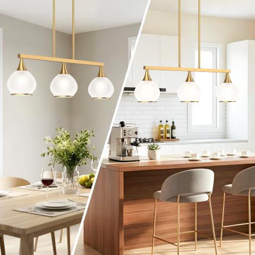Brushed Gold Kitchen Island Linear Pendant Light