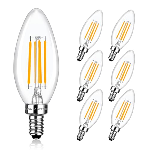 E12 Dimmable LED Candelabra Bulbs 60 Watt Equivalent (6 Count)