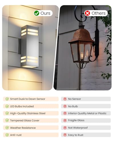 Dusk to Dawn Outdoor Wall Lights (2 Count)