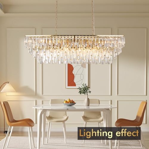 39" Modern Rectangle Crystal Chandelier