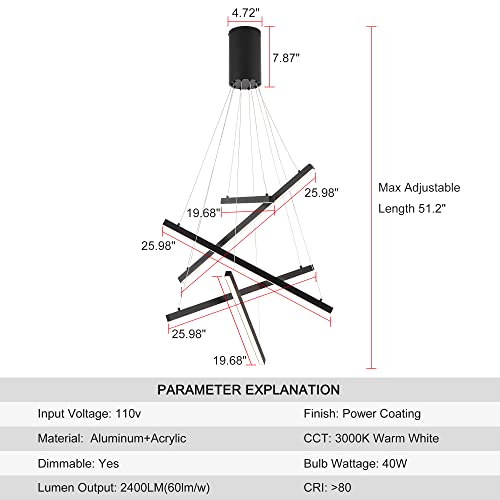 Black LED Modern Pendant Light