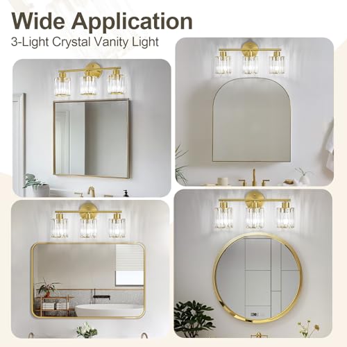 Modern Gold Crystal Bathroom Light Fixtures