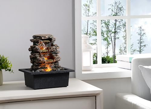 Tabletop Waterfall Fountain with LED Light