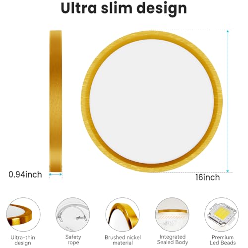 16Inch Flush Mount LED Ceiling Light Fixture (2 Count)
