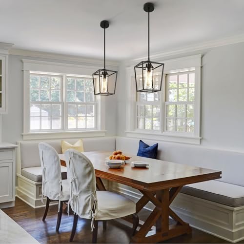 2 Pack 1 Light Black Pendant Lights for Kitchen Island (2 Count)