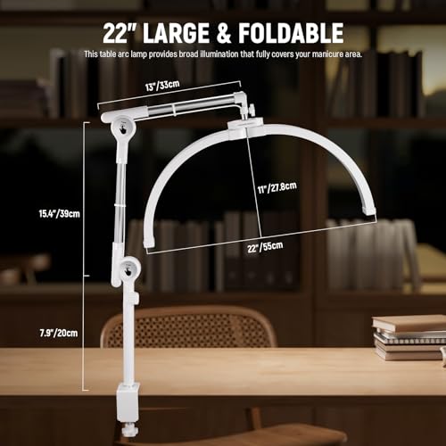 Basics 22" Half Moon Lash Light with Articulating Desk Clamp Mount Stand (72 Count)