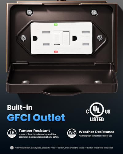Bronze Dusk to Dawn Porch Lights with GFCI Outlet (Oil-Rubbed Bronze / D2D 1-Pack)