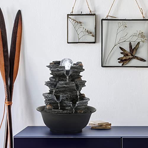 Tabletop Water Fountain Indoor Waterfalls Fountains with LED