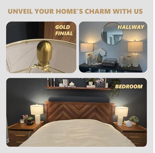 20.75" Small Modern Ceramic Table Lamps Set of 2 for Bedroom (2 Count)