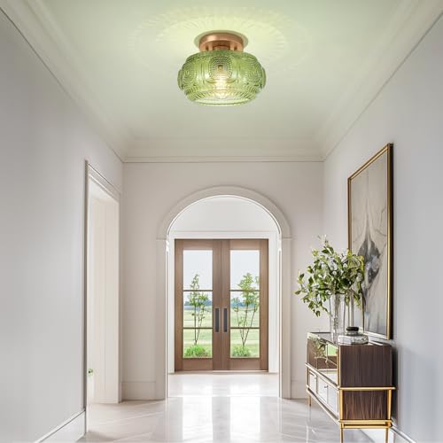 Art Deco Globe Glass Semi Flush Mount Ceiling Light Fixture