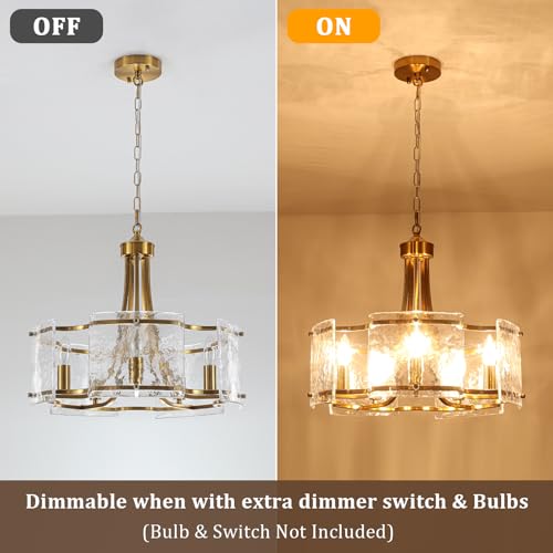19'' Gold Glass Chandeliers for Dining Room