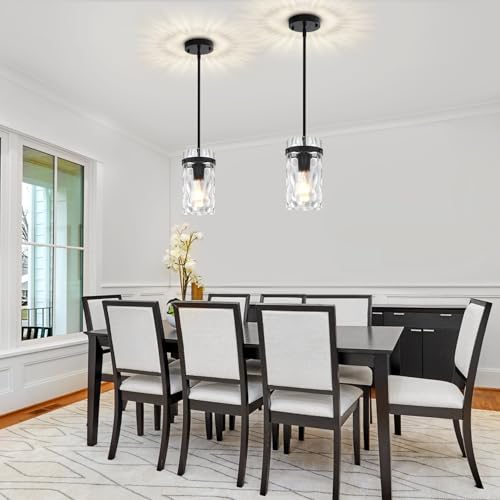 Black Pendant Light Fixtures Hammered Glass Kitchen Lighting Over Island
