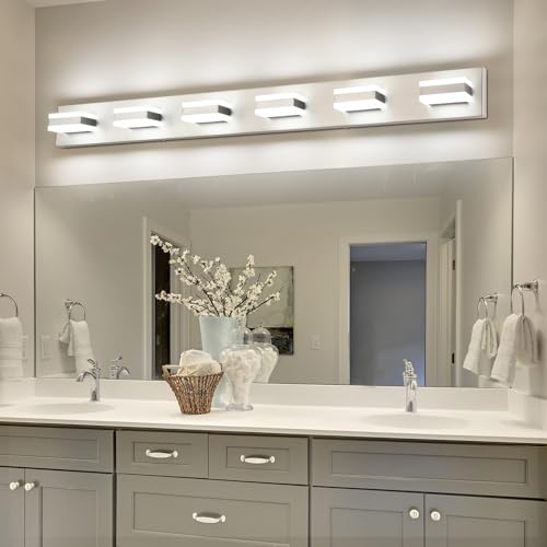 LED Modern Bathroom Vanity Lights Over Mirror Fixture Brushed Nickel Vanity Light 6 Light LED Nickel Wall Light ETL Listed