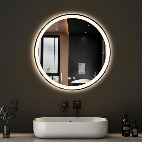 24 Inch Round LED Bathroom Mirror with Lights