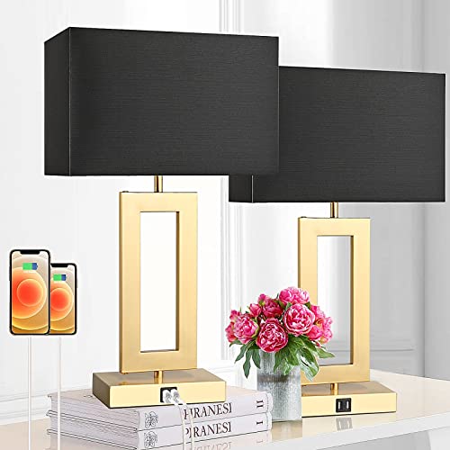 22'' Black&Gold Lamps for Bedrooms Set of 2 (2 Count)