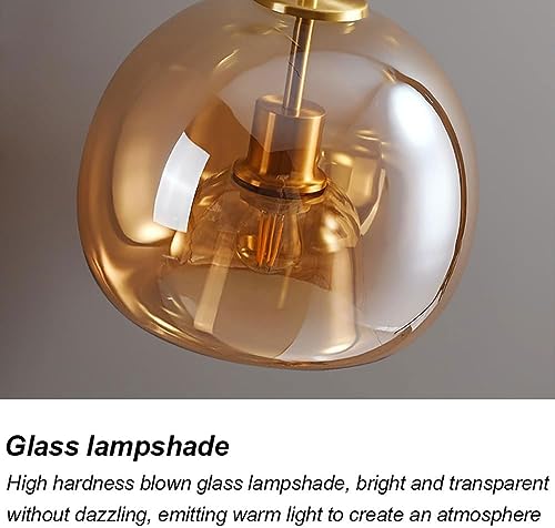 Nordic Mid Century Corridor Globe Semi Flush Mount Ceiling Light Fixture Amber Smoke Grey Glass Ceiling Lighting Simple Mini Ceiling Lamp for Aisle Porch Stairway Closet Kitchen