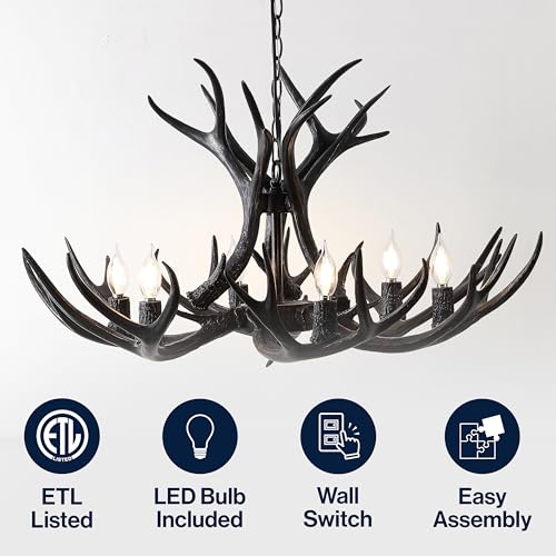 Eldora 6 Light Resin Antler Chandelier 33"