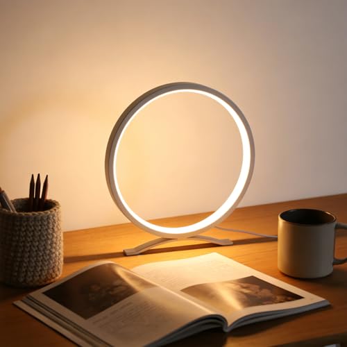 White Modern Circle Table Lamp