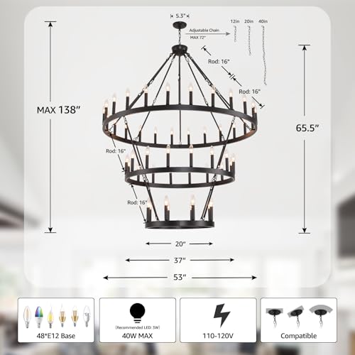 53" Large Chandelier for High Ceilings 3