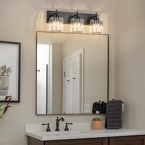 Black Crystal Bathroom Vanity Lights