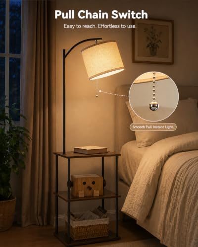 Floor Lamp with Table (Rustic Brown)