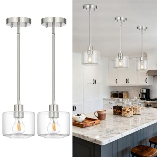 Brushed Nickel Pendant Lights Kitchen Island 2 Pack (2 Count)