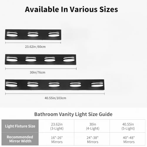 3 Light Bathroom Vanity Light Over Mirror (3 Count)