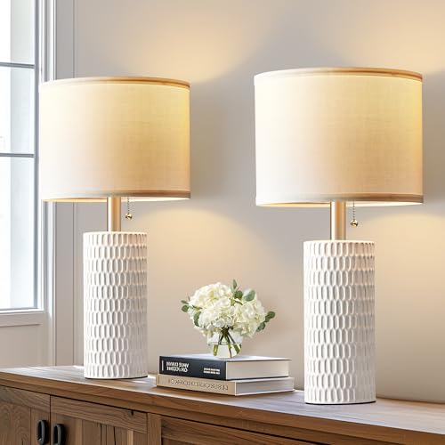 20" Modern Ceramic Table Lamps for Bedroom Set of 2 (2 Count)
