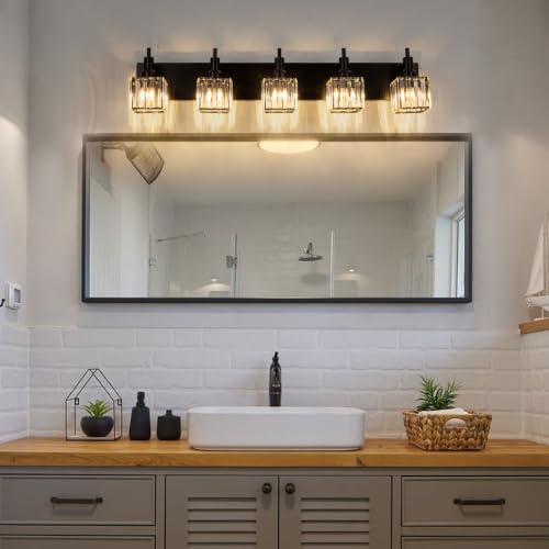 Black Crystal Bathroom Vanity Light 5