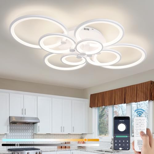 Modern LED Ceiling Lights Fixture Dimmable Flush Mount White Acrylic 8