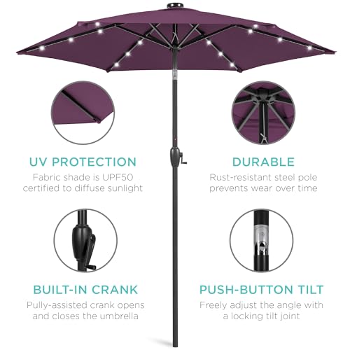 7.5ft Solar Umbrella LED Lighted Patio Umbrella