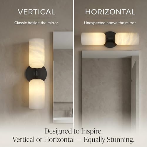 14in Modern Spanish Natural Marble Bathroom Vanity Sconces (2 Count)