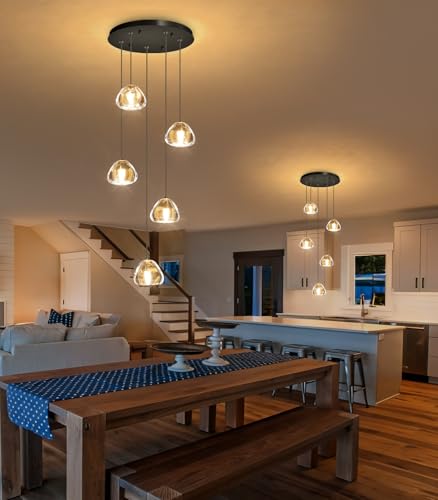 Modern Glam Chandelier LED Kitchen Pendant Lights Island Lighting Remote Dimmable Fixtures Bubble Crystal Floating Chandelier Black Corner Pendants Light