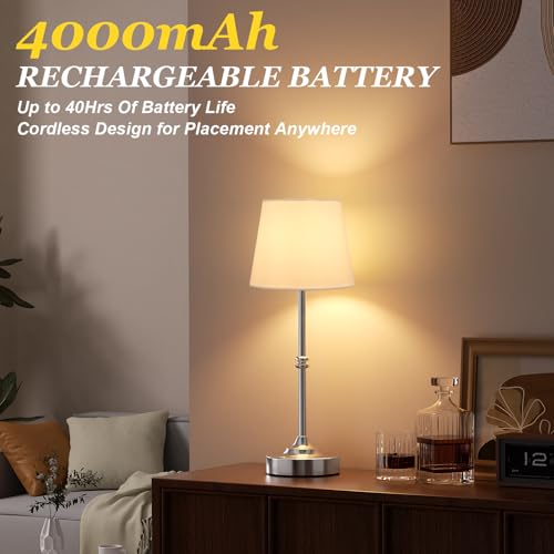 Rechargeable Cordless Table Lamp Silver