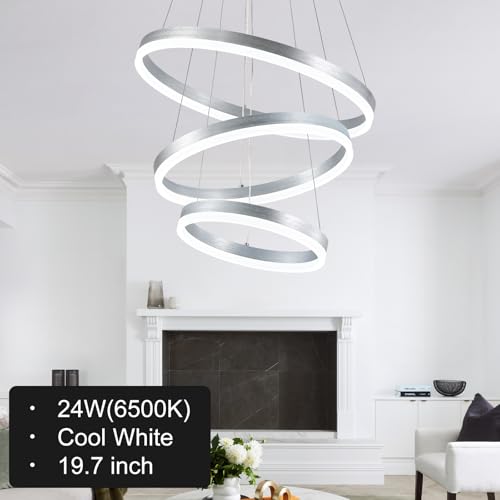Dimmable 3 Ring LED Chandelier