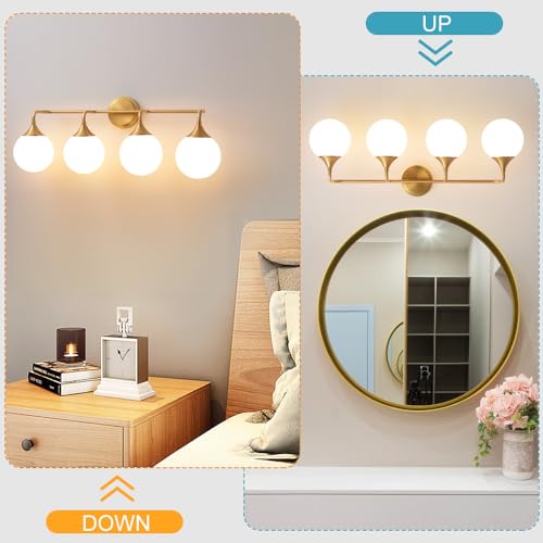 Brushed Gold Bathroom Light Fixtures Over Mirror Vanity 4
