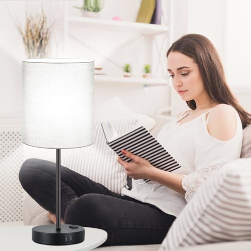 Set of 2 Touch Control Table Lamps with 2 USB & AC Outlet (2 Count)