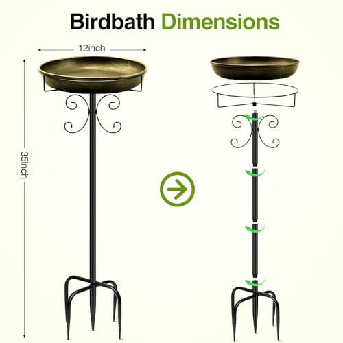 35In Metal Bird Bath for Outside