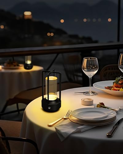 Set of 2 Cordless Table Lamps Rechargeable Desk Lamps Black (2 Count)